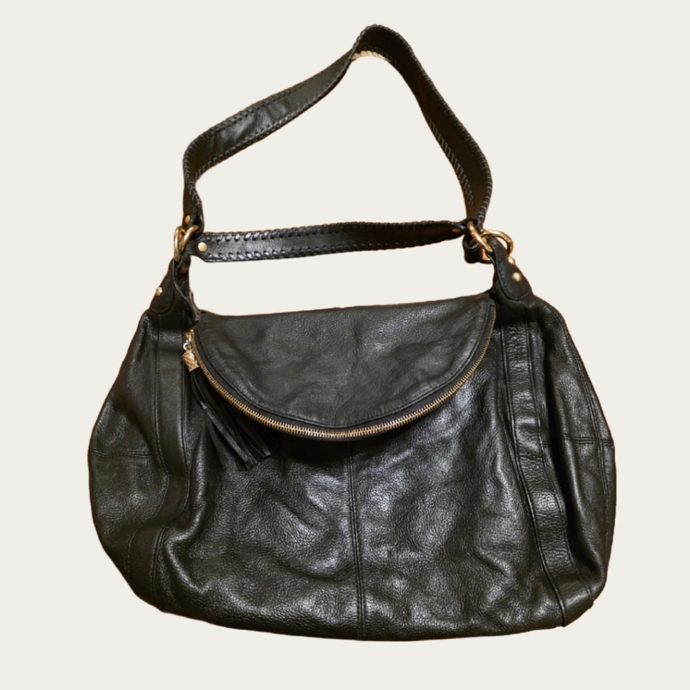Onna Ehrlich Rachel Black Pebbled Leather Shoulder Bag - Picture 11 of 14